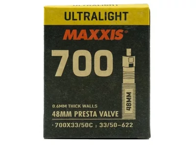 Belső Maxxis 700X33/50C ULTRALIGHT Presta szelepes 48mm 100g