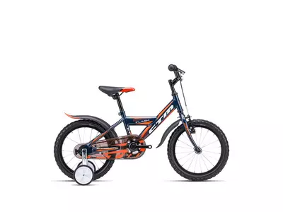 CTM FLASH gyermek kerékpár 16" sötétkék/narancs, méret: 9"
