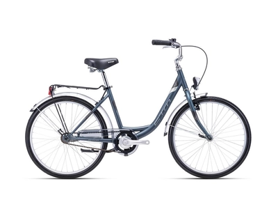 CTM SANDRA városi alacsony átlépésű kerékpár 24" szürkészöld/ezüst, méret: 16" (410)