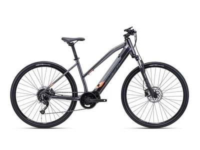 CTM SENZE LADY cross trekking női e-bike kerékpár 28" matt szürke/halvány rózsaszín, méret: L (18")