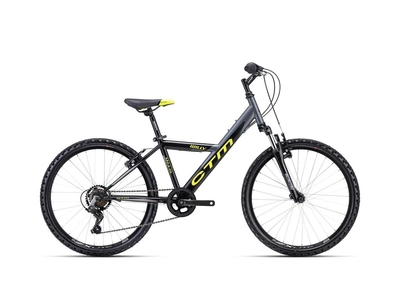 CTM WILLY gyermek kerékpár 24" matt fekete/szürke/citromsárga, méret: 14"