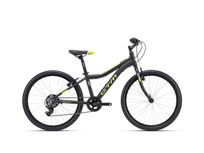 CTM ROCKY 1.0 gyermek kerékpár, 7 sebességes, matt black/lime színben - 2023
