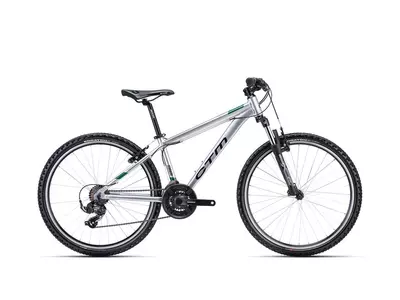 CTM TERRANO 1.0 gyermek kerékpár 26" ezüst/sötétzöld, méret: S (14")