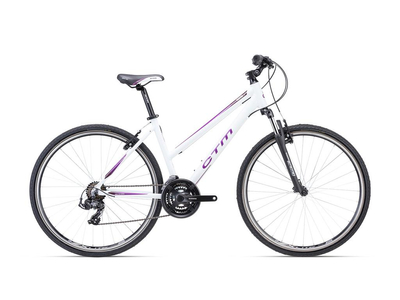 CTM MAXIMA 1.0 cross-trekking kerékpár, 21 sebességes, whitepurple pearl színben - 2023 - női