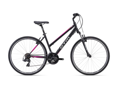 CTM JESSIE cross-trekking kerékpár, 21 sebességes, matt black/pink színben - 2023 - női