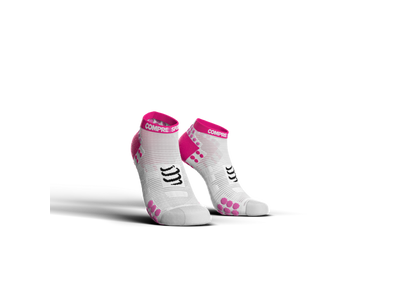 Compressport Pro Racing Socks v3.0 Run fehér-pink titokzokni T3