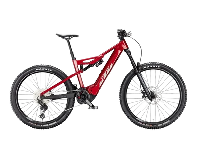 KTM MACINA PROWLER ELITE FÉRFI Összteleszkópos elektromos MTB kerékpár - CHROME RED+MATT BLACK - több méretben