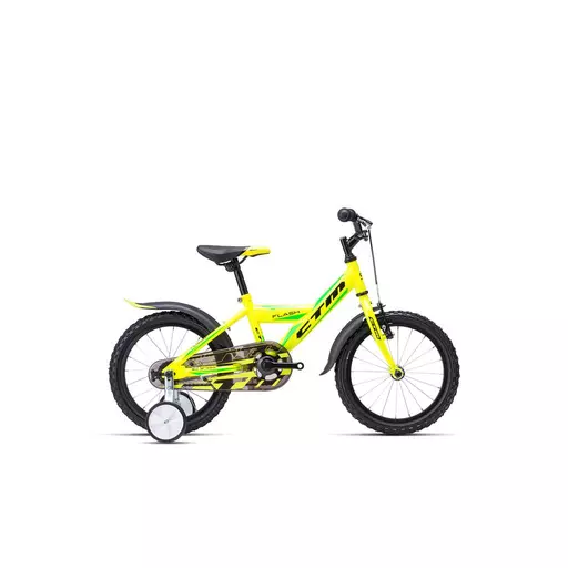CTM FLASH gyermek kerékpár 16" sárga/zöld, méret: 9"