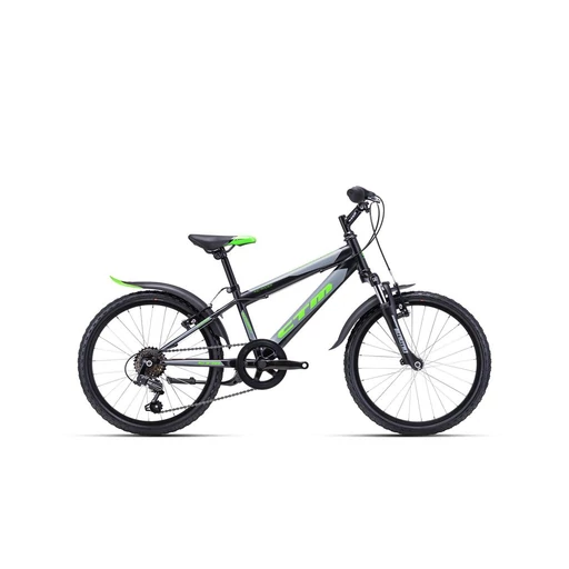 CTM SCOOBY 3.0 gyermek kerékpár 20" matt fekete/zöld, méret: 11"