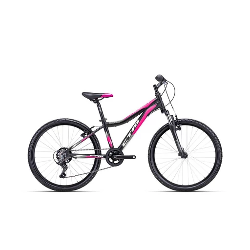CTM ROCKY 2.0 gyermek kerékpár 24" matt fekete/pink, méret: 13"