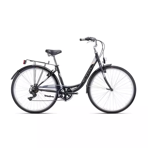 CTM RITA 1.0 városi alacsony átlépésű kerékpár 28" matt fekete/arany, méret: 17" (430)
