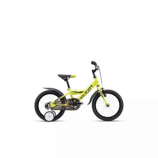 CTM FLASH gyermek kerékpár 16" selyemfényű lime/fekete, méret: 9"