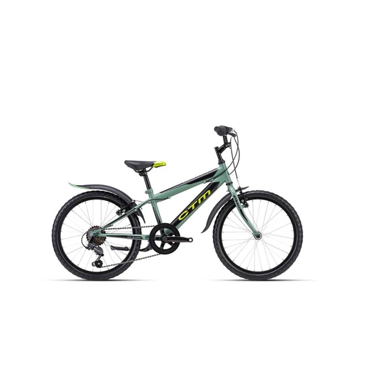 CTM SCOOBY 2.0 gyermek kerékpár 20" matt sötét szürkészöld/fekete/lime, méret: 11"
