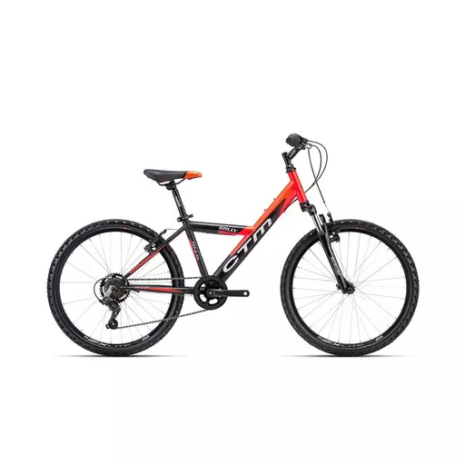 CTM WILLY gyermek kerékpár 24" matt fekete/matt neonpiros, méret: 14"