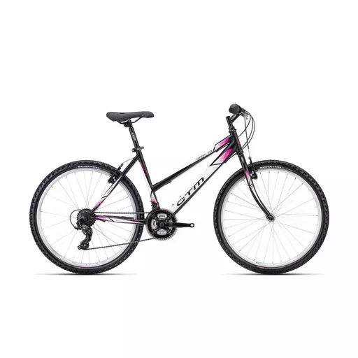 CTM STEFI 1.0 MTB női kerékpár 26" matt fekete/fehér/pink, méret: M (16")
