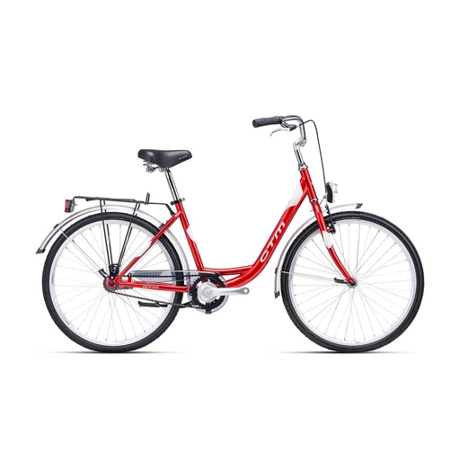 CTM OLIVIA 1.0 városi női kerékpár 26" gyöngyház piros/fehér/ezüst, méret: 17" (430)