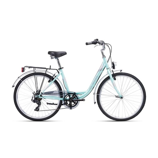 CTM OLIVIA 2.0 városi női kerékpár 26" gyöngyház türkíz/ezüst, méret: 17" (430)