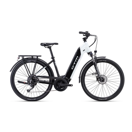 CTM METRIC LADY 1.0 városi e-bike kerékpár 28" fekete/gyöngyház szürkésfehér, méret: 18" (480)