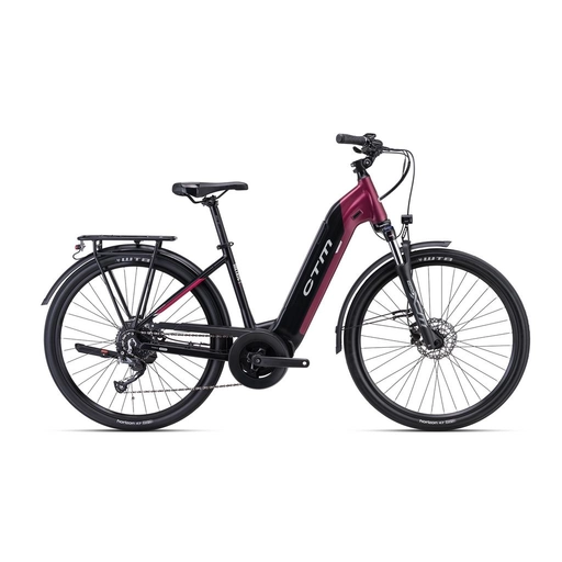 CTM METRIC LADY 1.0 városi e-bike kerékpár 28" matt fekete/bordó, méret: 18" (480)