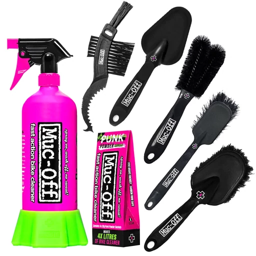 Muc-Off Bottle for Life + por 4 liter tisztítószerhez + 5 kefés tisztítókészlet