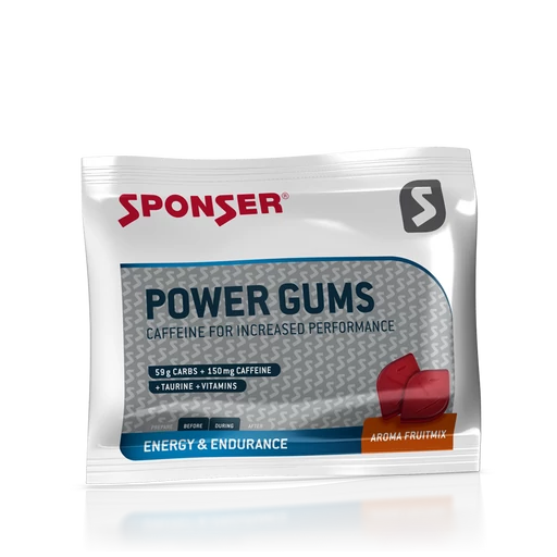 Sponser Power Gums gumicukor, koffeinnel 75g, Vegyes gyümölcs